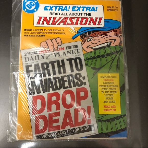 DAILY PLANET EARTH TO INVADERS: DROP DEAD NEWSPAPER DC COMICS FACTORY SEAL 1988 - Picture 10 of 11